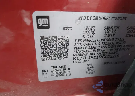 2024 Chevrolet Trax Fwd 2Rs from USA, damaged, VIN KL77LJE21RC022216